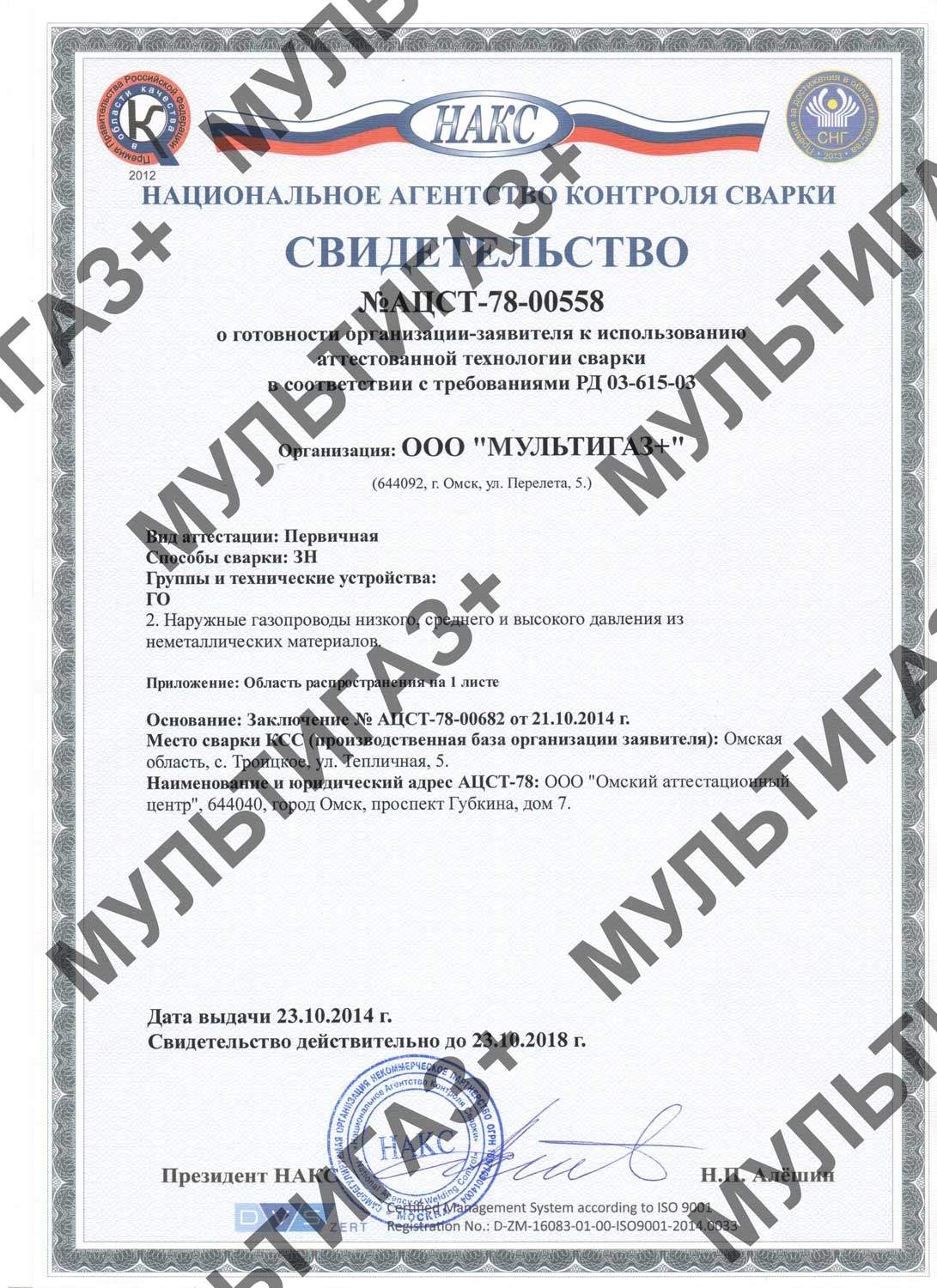 Лицензия ООО Мультигаз+